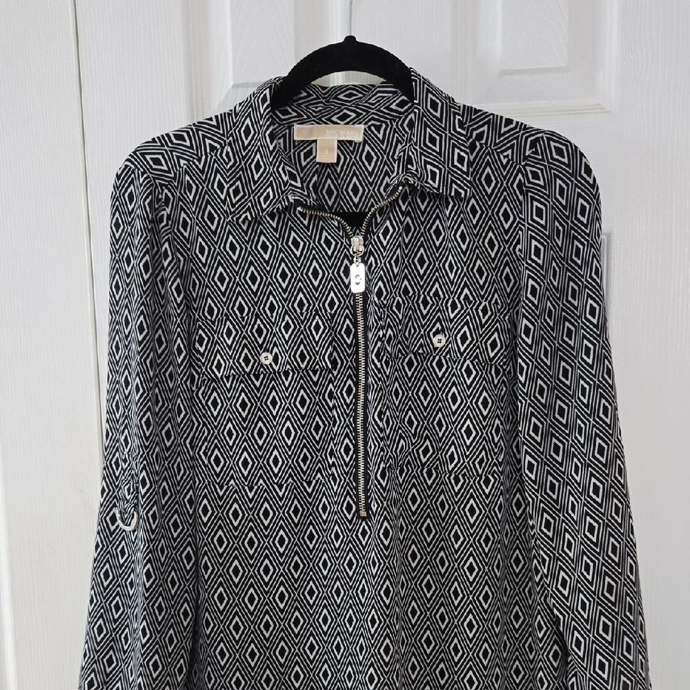 Michael Kors Monochrome Diamond Pattern Top